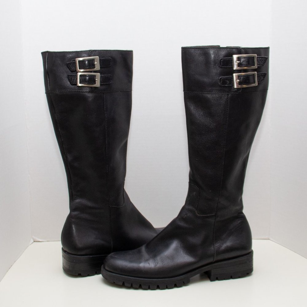 Nine West Black Leather Moto/Riding Boots
